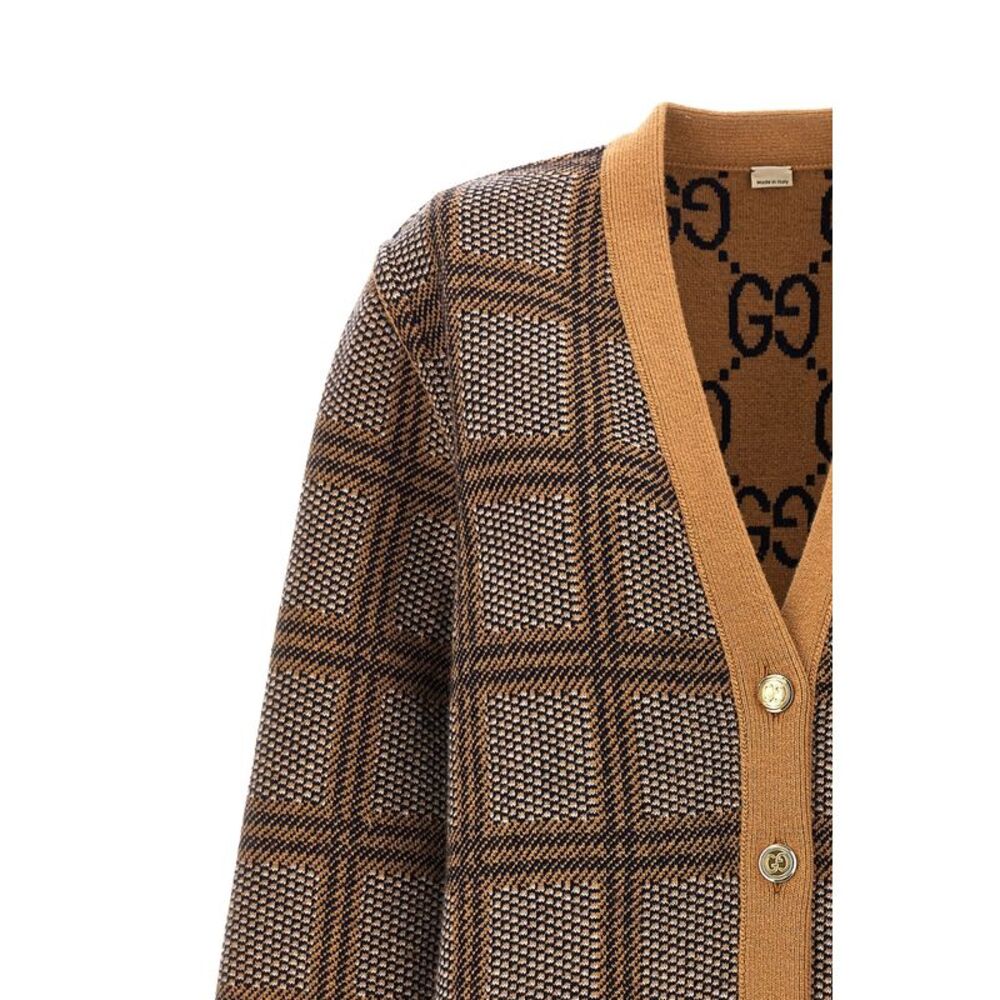 Gucci Women Check And 'Gg' Reversible Cardigan - Picture 5 of 6